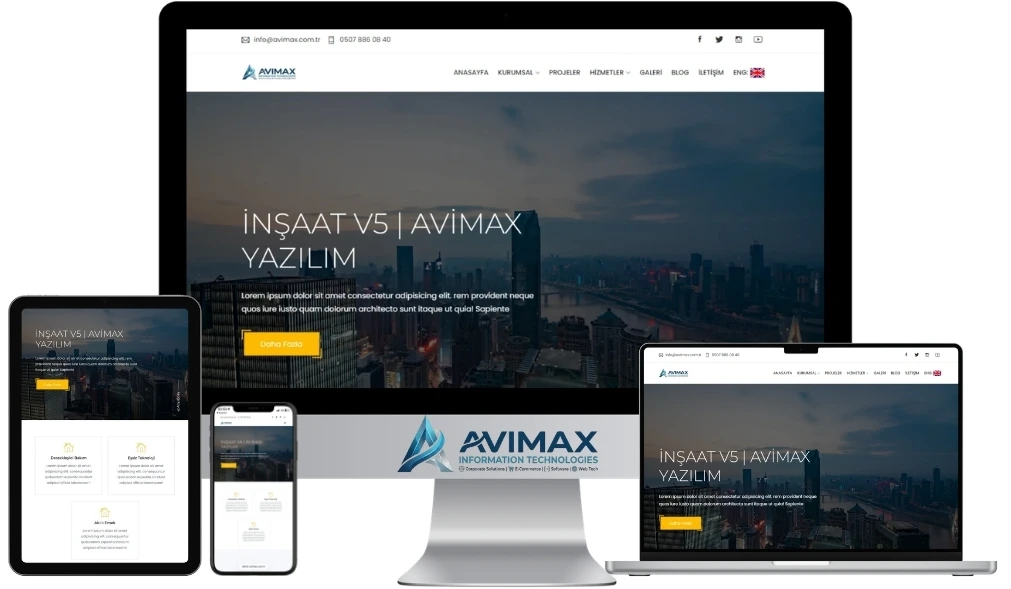 Premium İnşaat ve Proje Yönetim Web Yazılımı | İnşaat V5 - Avimax Yazılım