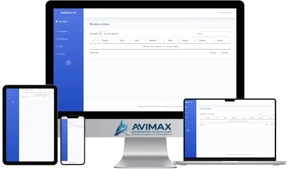Kurumsal Online Randevu ve Takvim Yazılımı | Randevu V2 - Avimax Yazılım