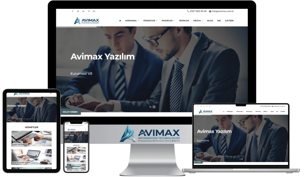 Kurumsal V8 | Premium Kurumsal Web Sitesi ve Firma Yönetim Yazılımı | Avimax