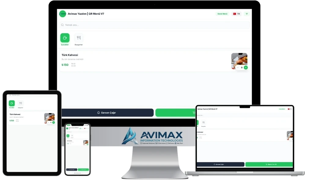 QR Menü V7 | Premium Dijital Menü ve Sipariş Yönetim Sistemi | Avimax