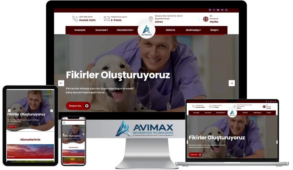 Veteriner Kiliniği Web Sitesi Yazılımı | Veteriner V1 - Avimax