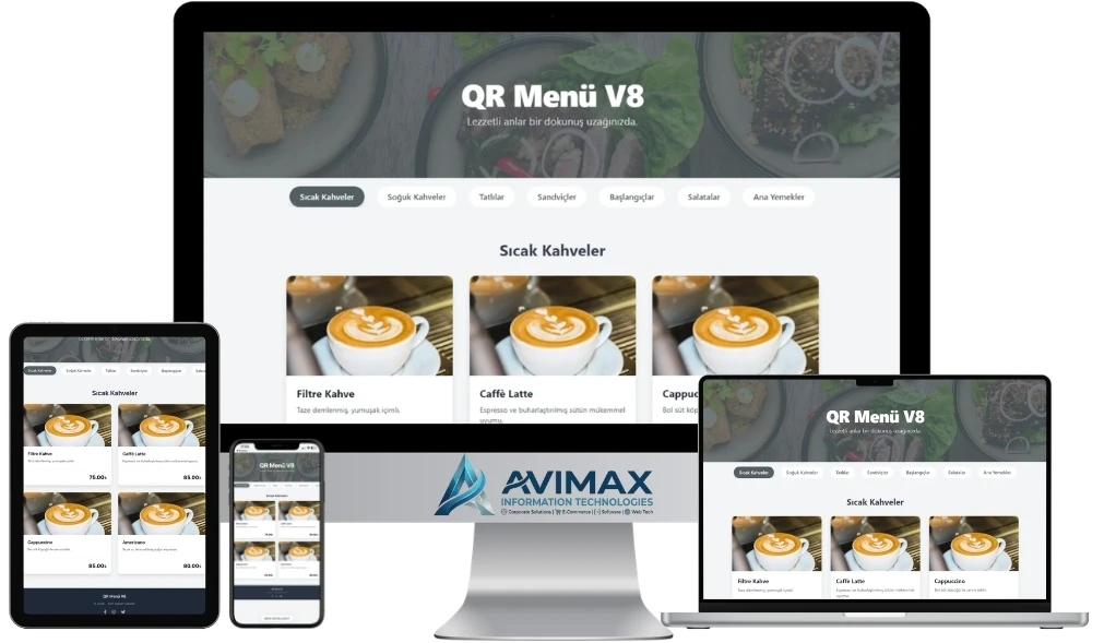 Temassız QR Menü ve Dijital Sipariş Sistemi | QR Menü V8 - Avimax Yazılım