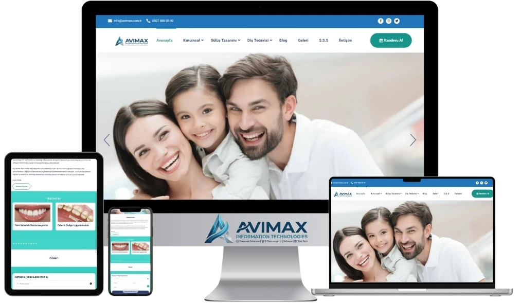 Dijital Diş Kliniği ve Diş Hekimi Web Yazılımı | Diş Kliniği V1 - Avimax Yazılım