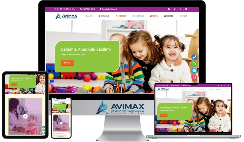 Gelişmiş Eğitim Kurumu ve Kolej Web Sitesi Yazılımı | Okul V3 - Avimax Yazılım
