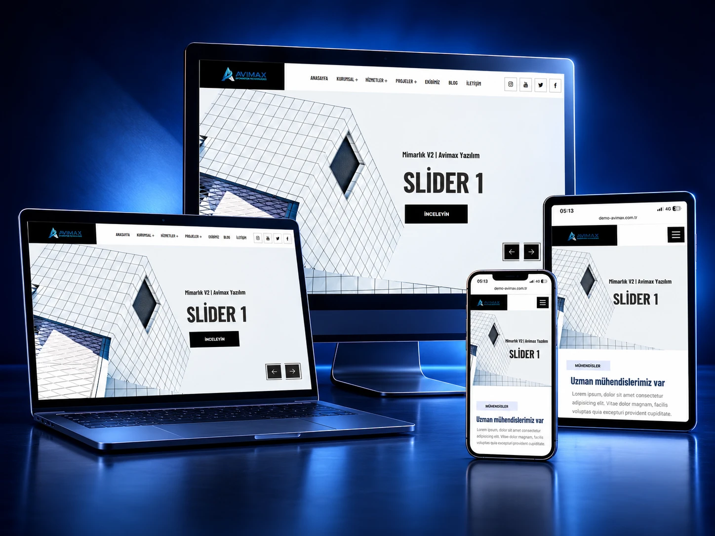 Mimarlık V2 profesyonel mimarlık ofisi ve iç mimarlık web sitesi - Avimax Yazılım