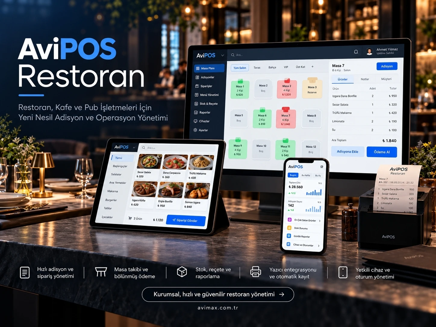Avimax AviPOS Restoran Sistemi - Kocaeli Yazılım