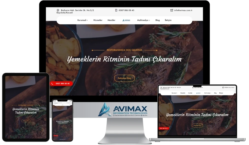 Restaurant Web Sitesi ve Dijital Menü Yazılımı | Restaurant V4 - Avimax Yazılım